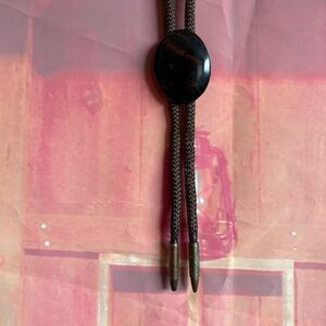 Vintage Obsidian Western Bolo Tie – Mahogany Obsidian Stone | Brown Cord